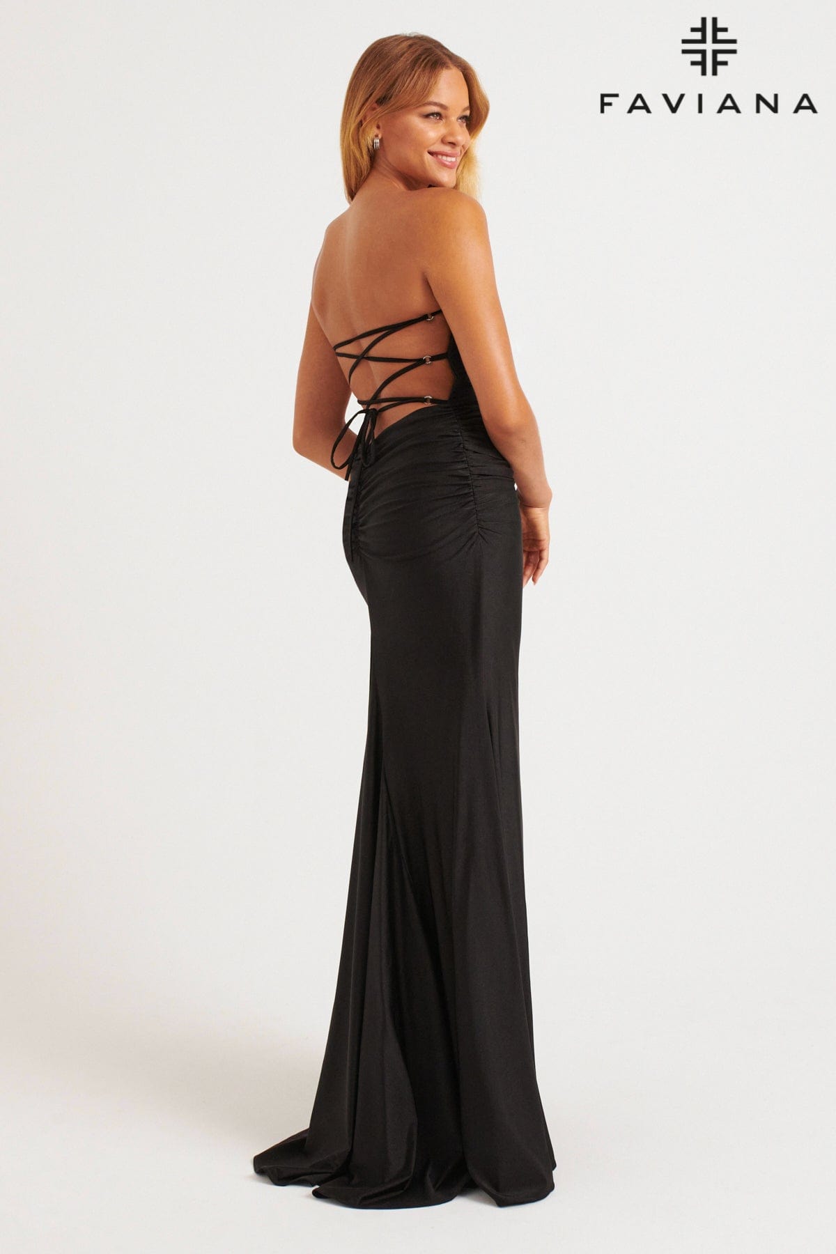 Strapless Evening Dress With Crystal Grommet Lace-Up Back | 11266 Strapless Evening Dress With Crystal Grommet Lace-Up Back | 11266