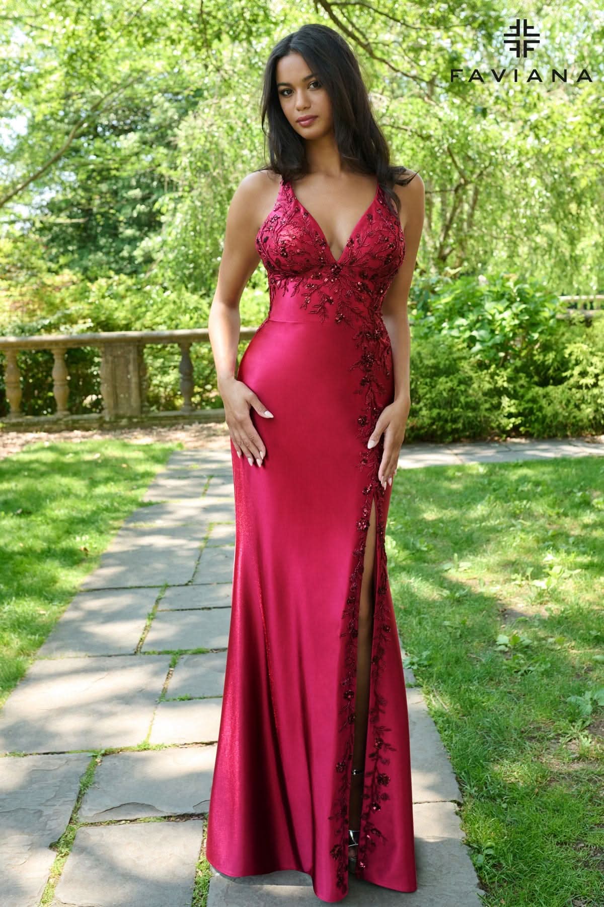 Halter Satin Gown With Asymmetrical Beaded Appliqu | 11405 Halter Satin Gown With Asymmetrical Beaded Appliqu | 11405