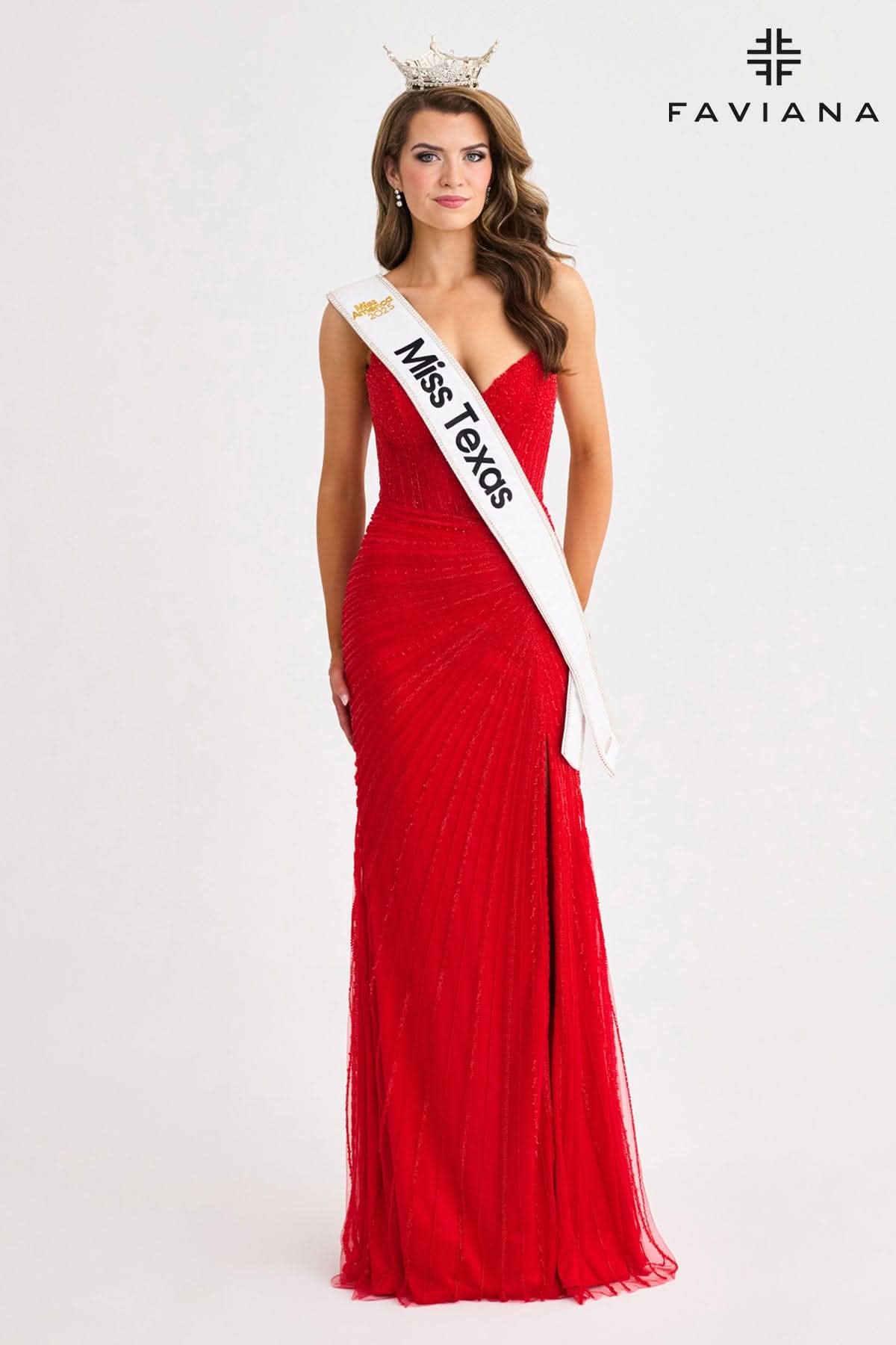 Pointed Corset Gown With Tonal Beading And Wrapover Waist Effect | 11410