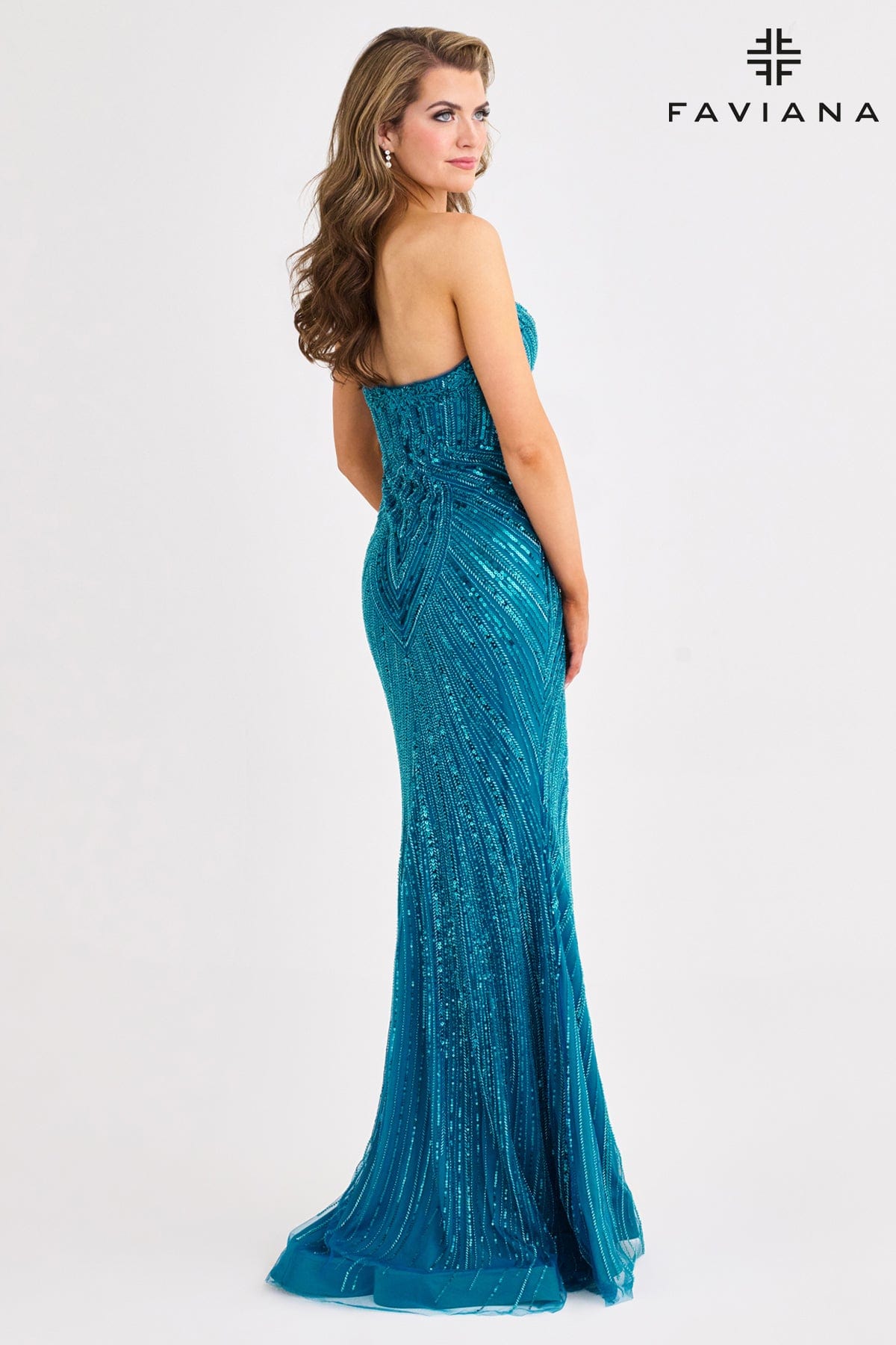 Glam Geometric Beaded Strapless V-Neck Dress | 11411