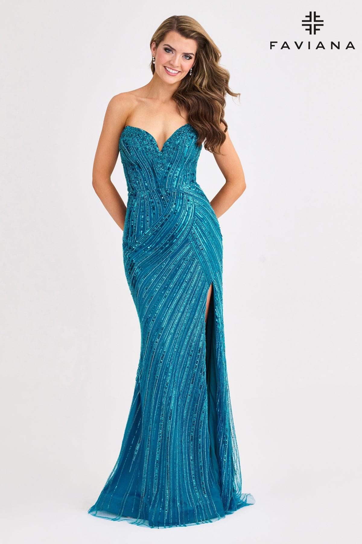 Glam Geometric Beaded Strapless V-Neck Dress | 11411