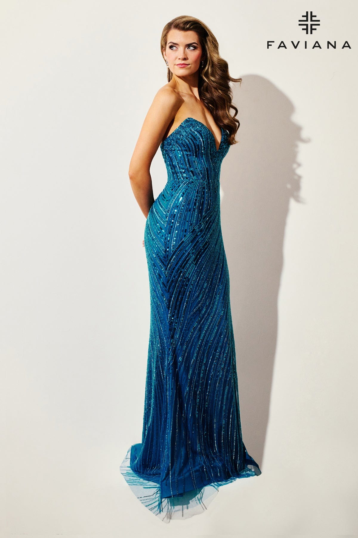 Glam Geometric Beaded Strapless V-Neck Dress | 11411