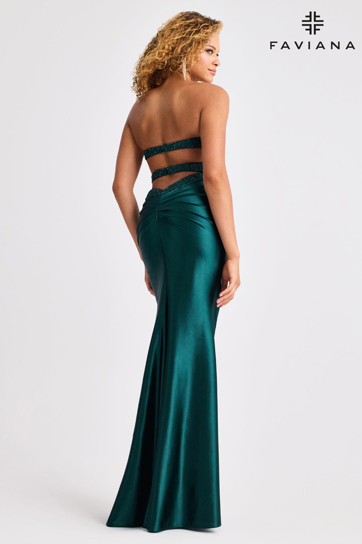 Satin Strapless Dress With Structured Corset And Strap Back | 11429