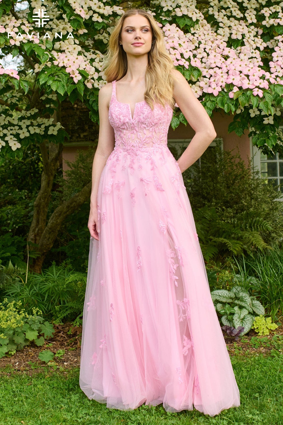 Beaded Lace Flowy Dress With Notch V-Neck | 11437