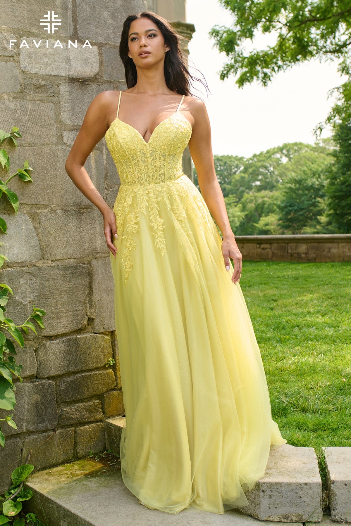 Flowy Tulle Corset Dress With V-Neckline | 11438/11438E