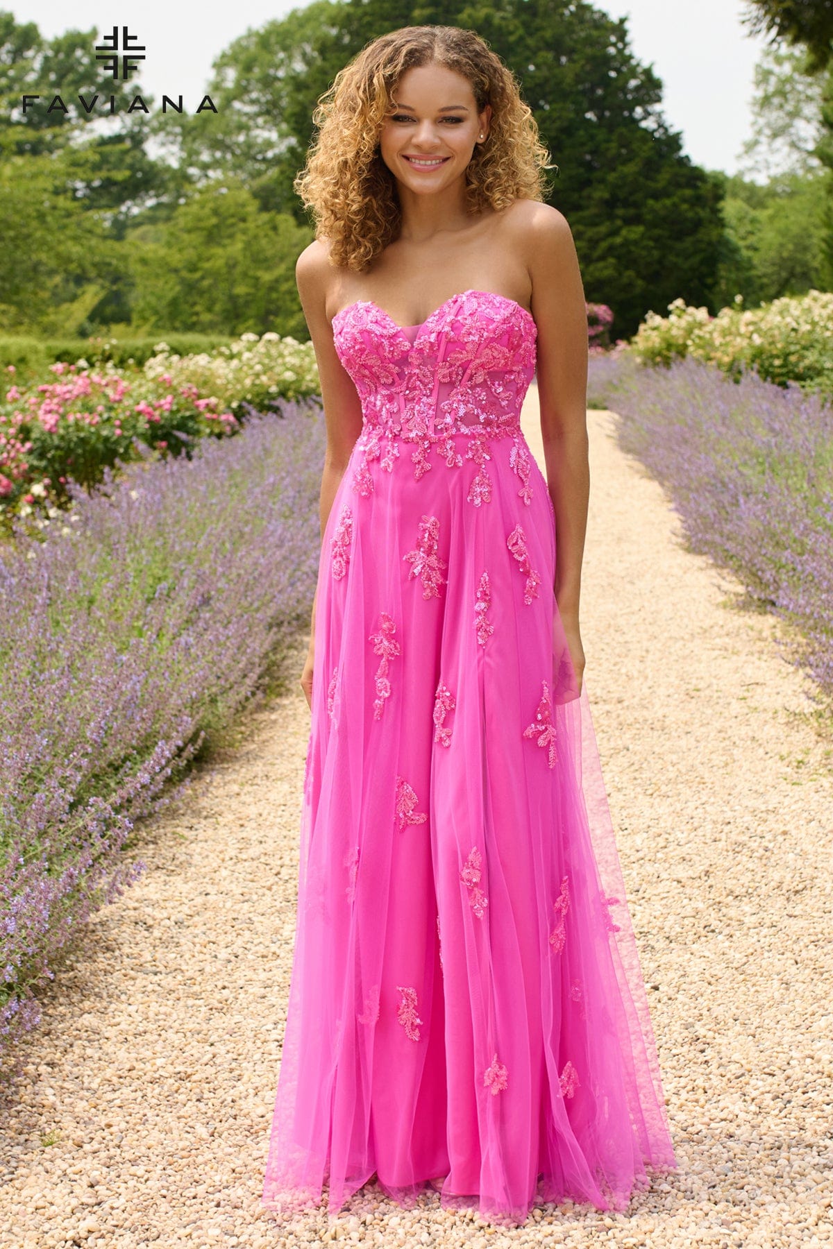 Strapless Flowy Corset Gown With Sequin Appliqus | 11474 Strapless Flowy Corset Gown With Sequin Appliqus | 11474