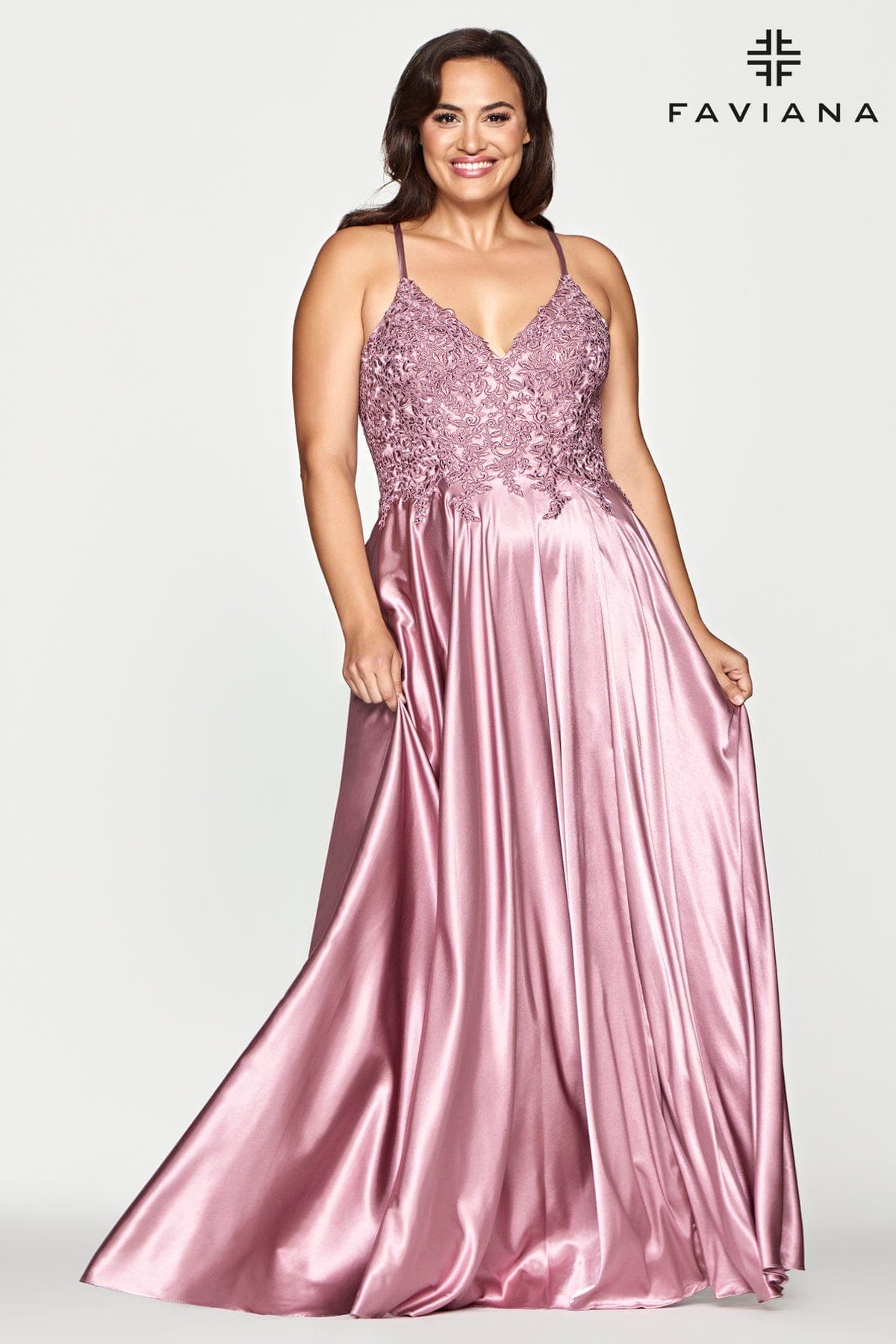 Deep Mauve Plus Size Long Flowy Prom Dress With Lace Bustier And Corset ...