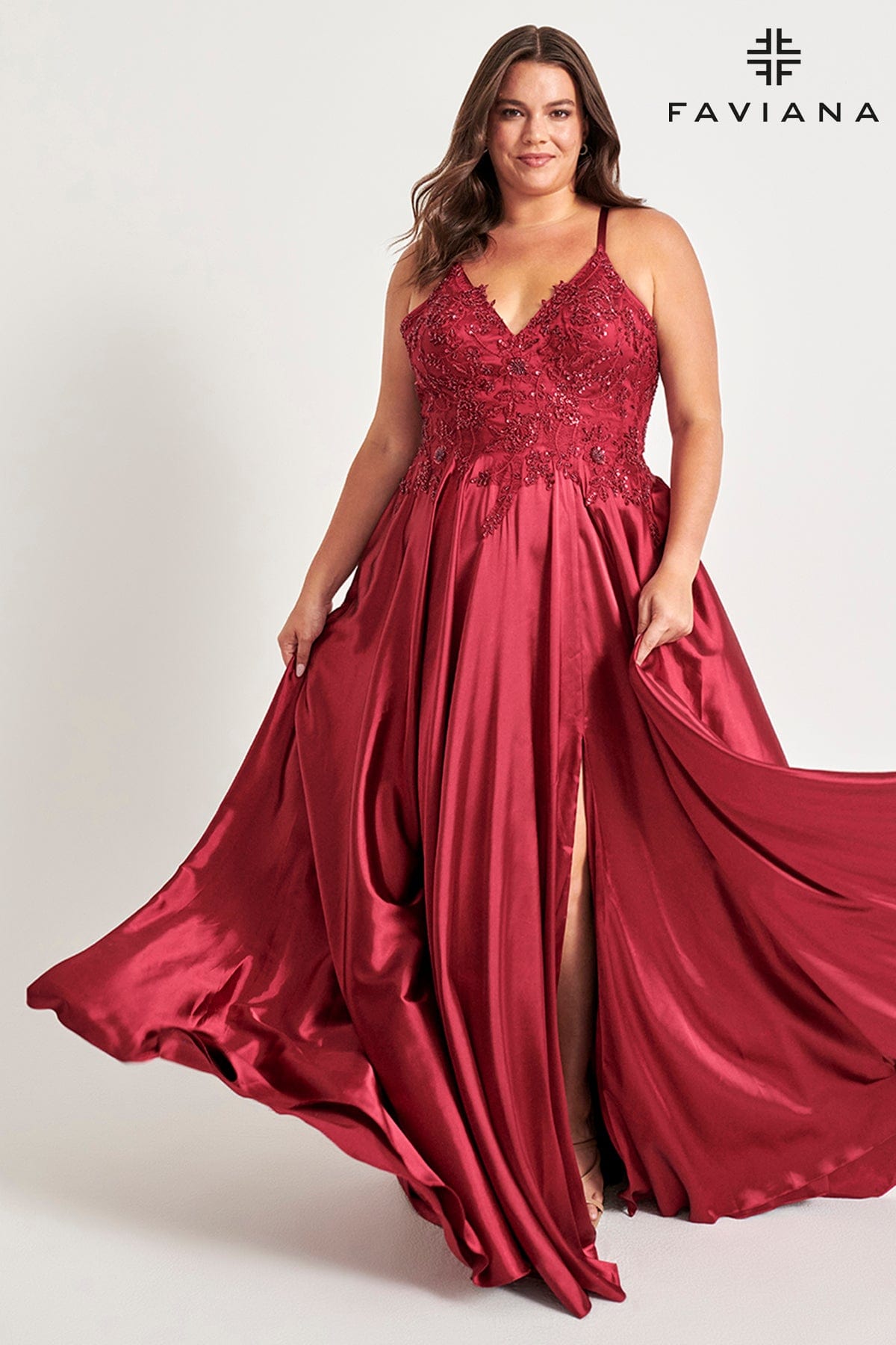 Wine Red Plus Size V Neck Prom Dress With Flowy Skirt And Beaded Bodice Wine Red Plus Size V Neck Prom Dress With Flowy Skirt And Beaded Bodice