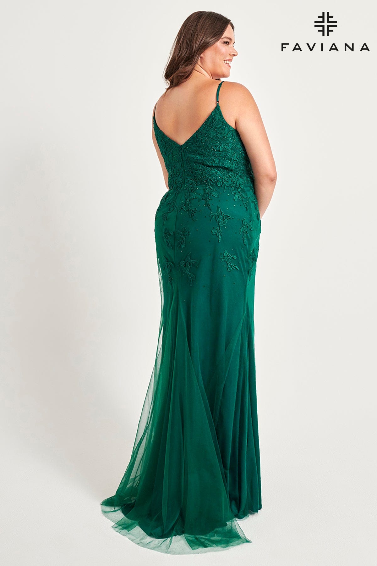 Forest Green Plus Size Tulle Prom Dress Long With Lace