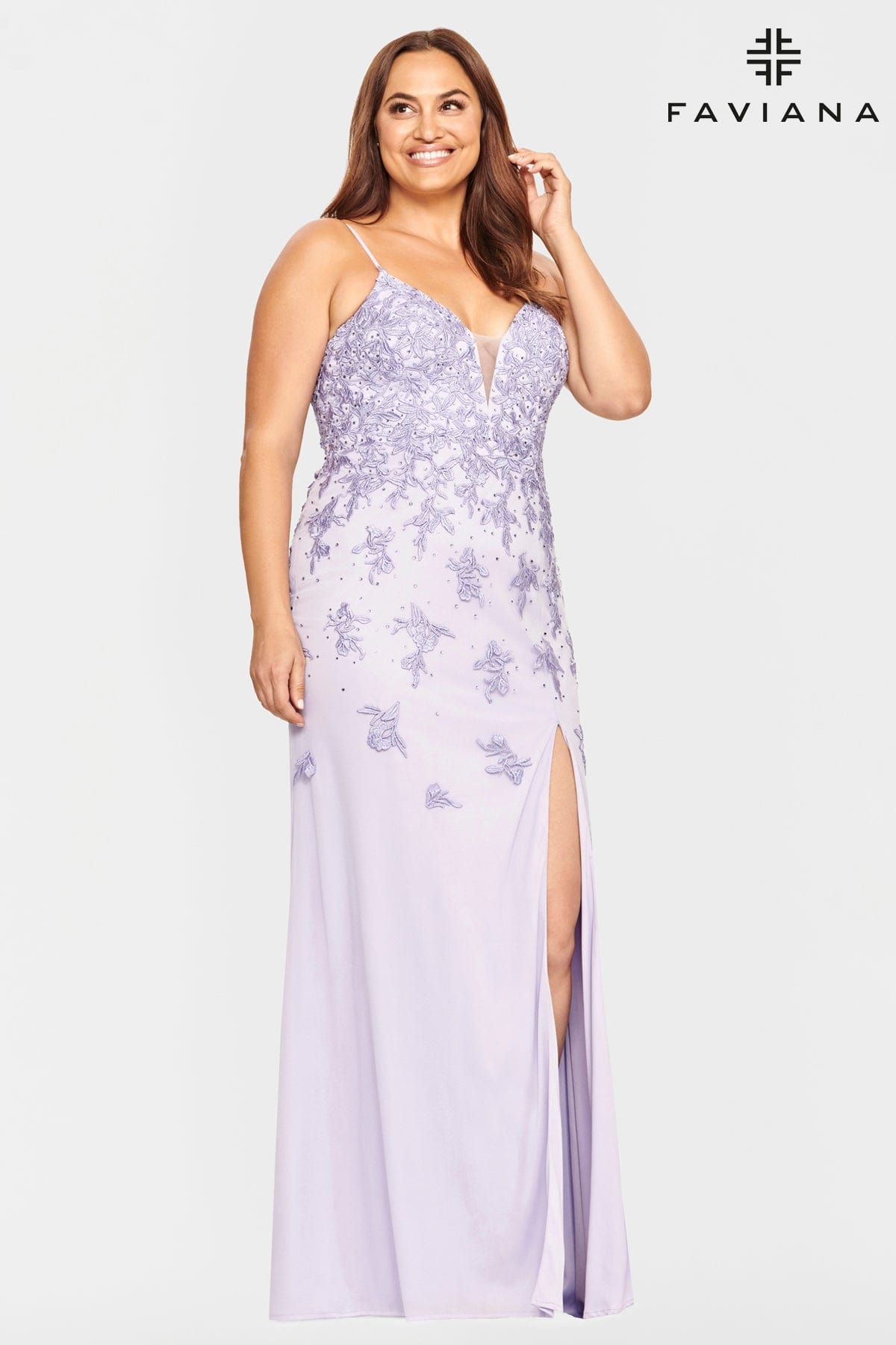 Peri Plus Size Tulle Prom Dress Long With Lace