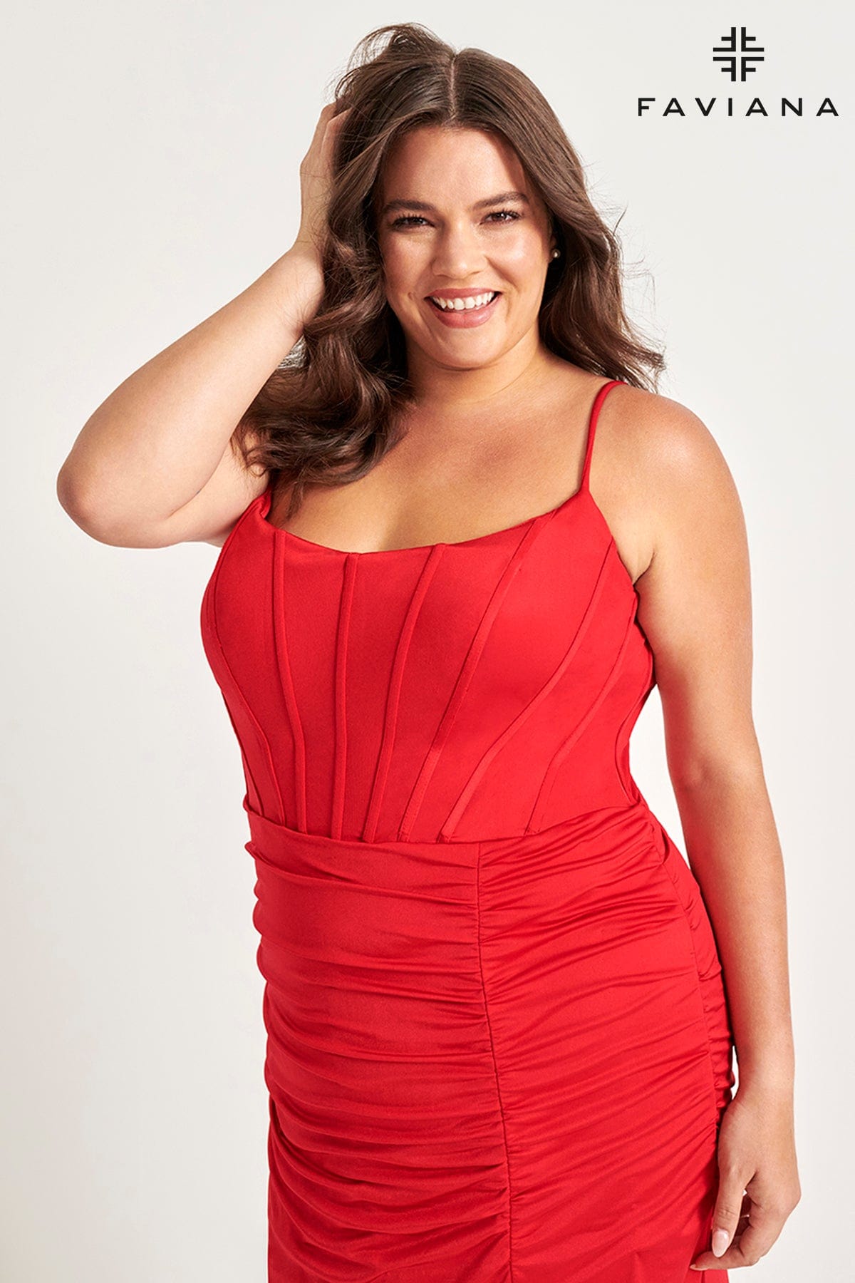 Plus Size Corset Long Dress With Ruching | 9544