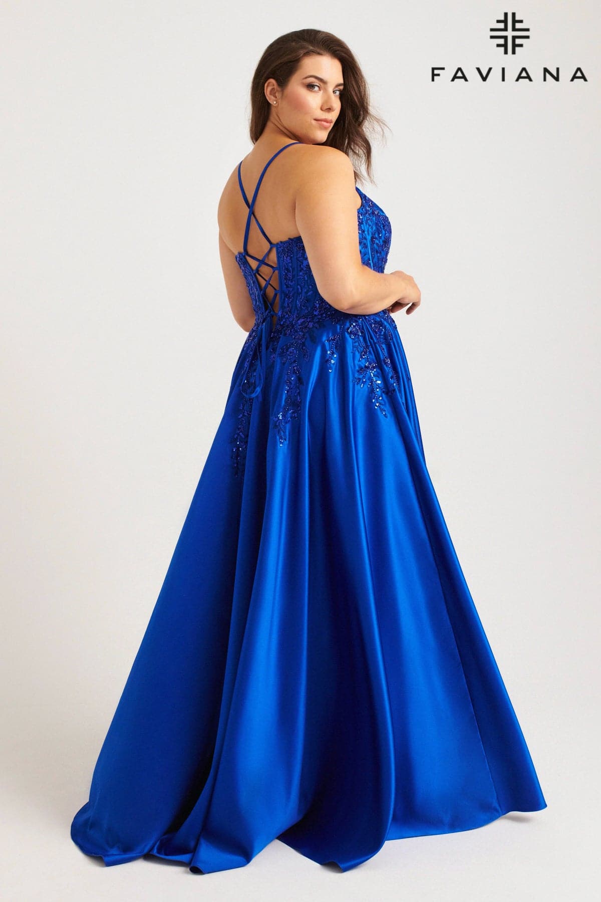Teal Plus Size Corset A-Line Charmeuse Gown With Lace-Up Back And Pock Teal Plus Size Corset A-Line Charmeuse Gown With Lace-Up Back And Pock