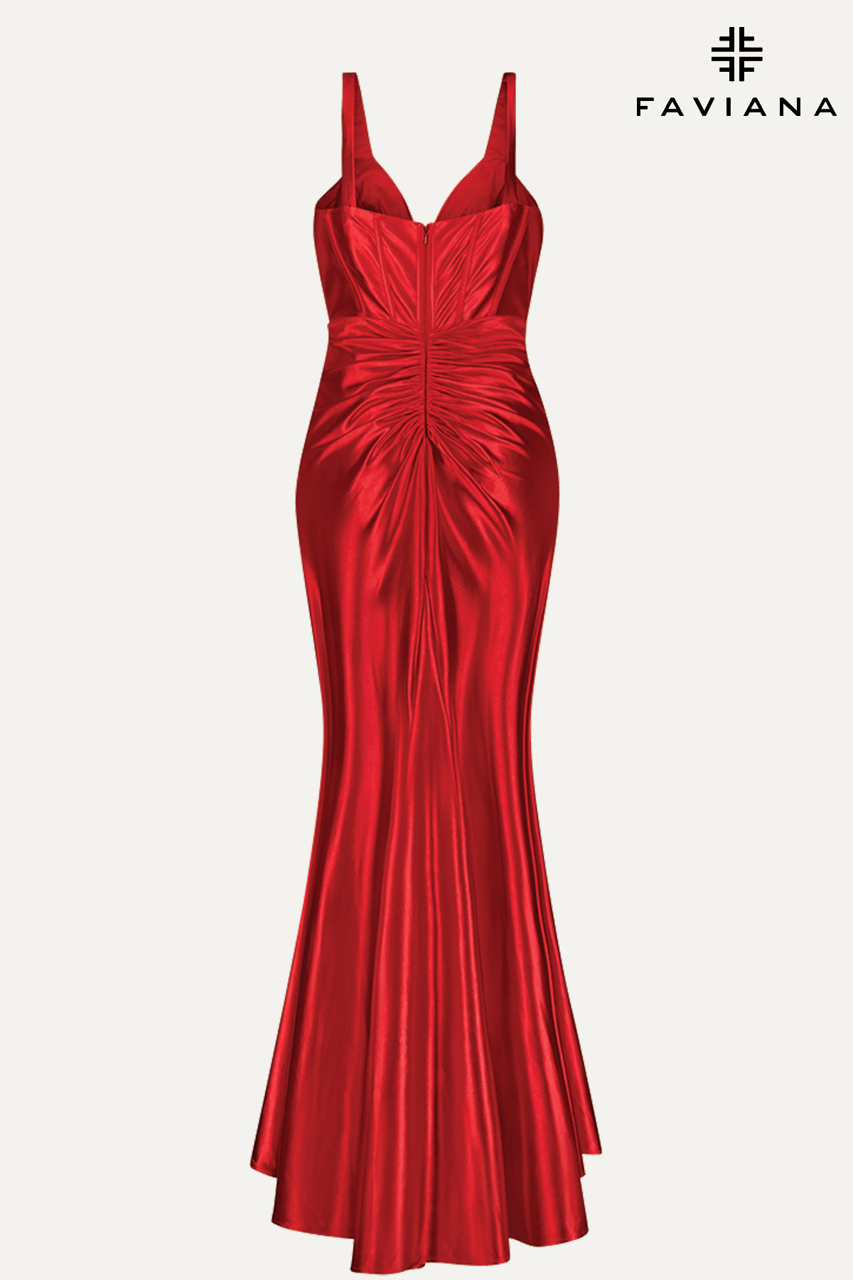 Sleek Satin Corset Gown With Boning Detail | E11088