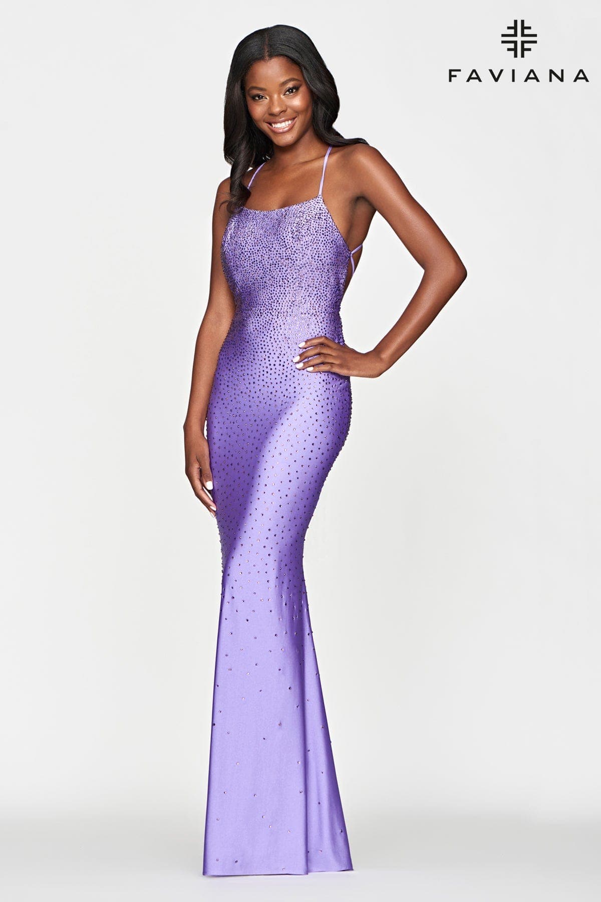 Lilac Tight Prom Dress With Rhinestone Beading And Scoop Neck