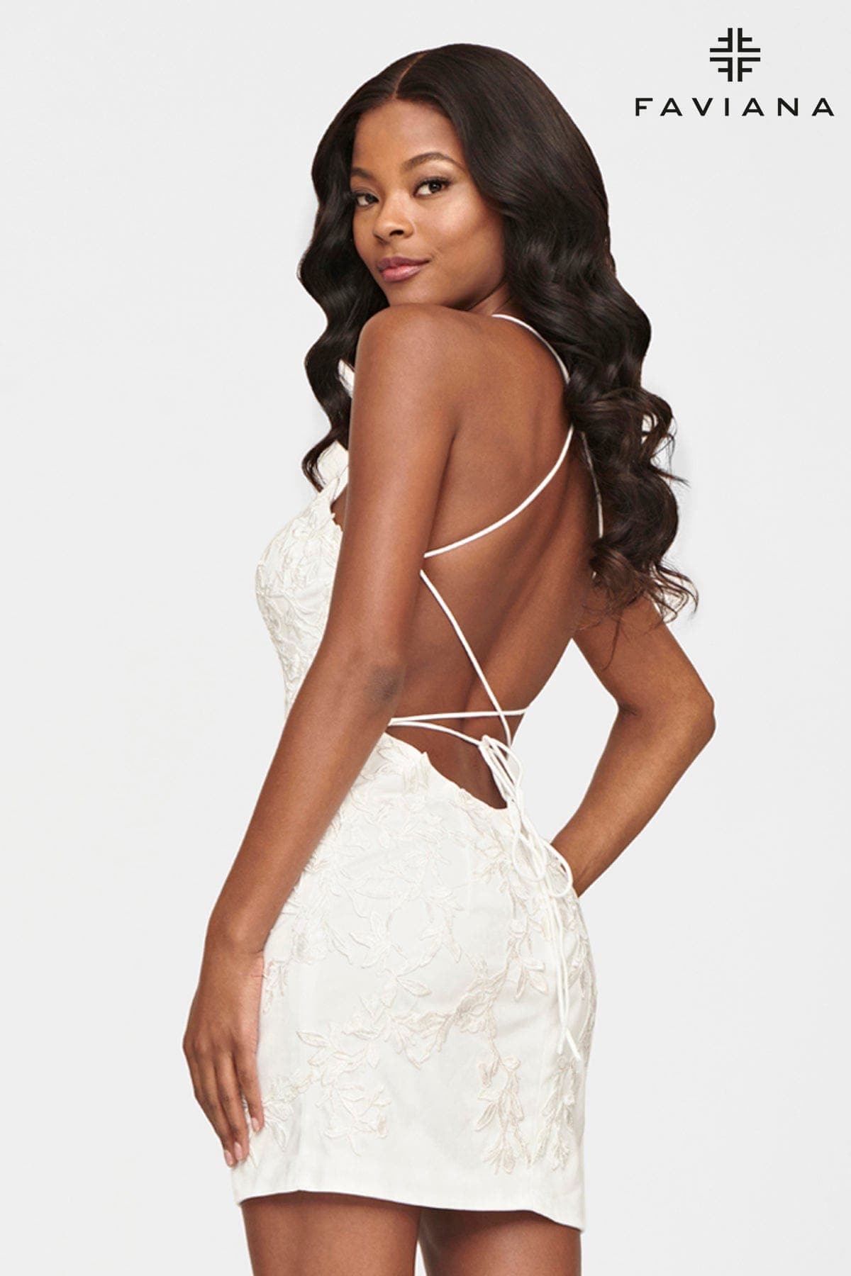 White Short Jersey Dress With Embroidered Lace And Beading