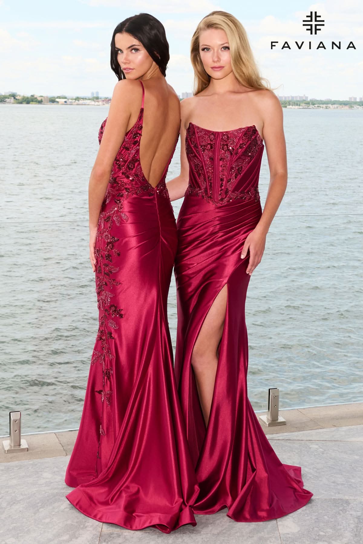 Beaded Satin Strapless Bustier Dress With Gathered Pleating | 11606