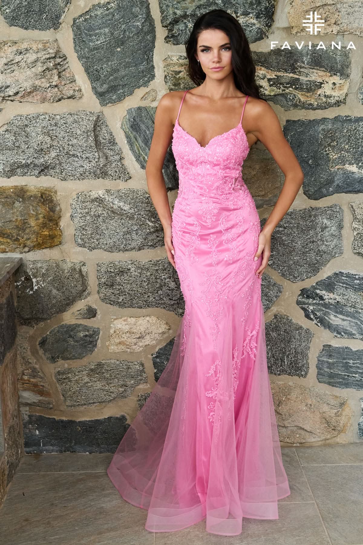 Blue Lace And Tulle Beaded Sweetheart Gown With Sheer Side Detail | 11624