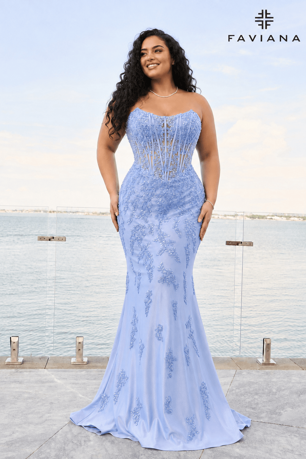 Strapless Plus Size Lace Corset Dress With Exposed Boning | 11600E