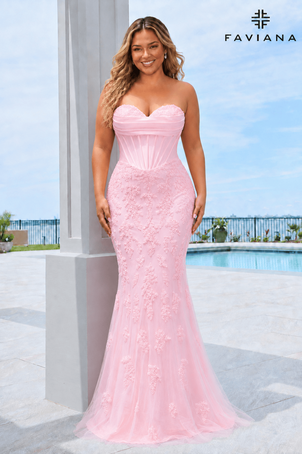 Strapless Sweetheart Peekaboo Corset Dress With Beaded Satin | 11604