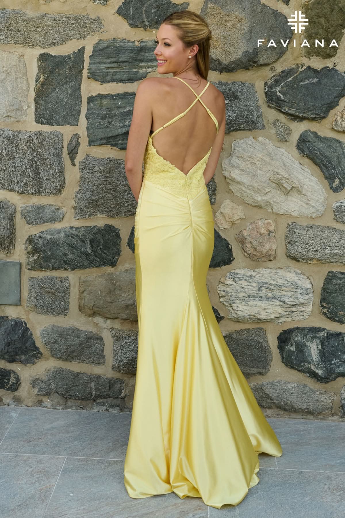 Satin Ruched V-Neck Gown With Beaded Embellishments | 11645