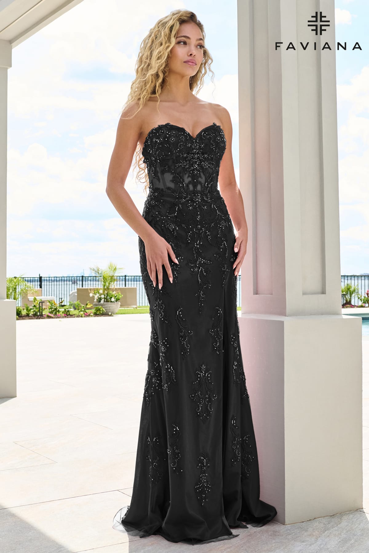 Strapless Beaded Sweetheart Corset Dress With Lace-Up Back | 11654