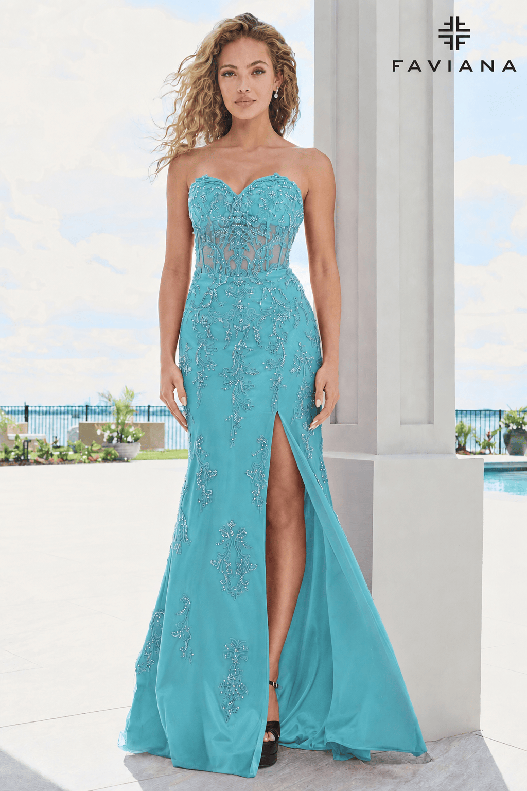 Strapless Beaded Sweetheart Corset Dress With Lace-Up Back | 11654