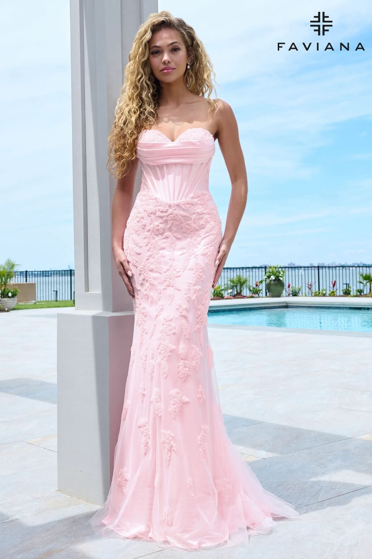 Strapless Sweetheart Peekaboo Corset Dress With Beaded Satin | 11604