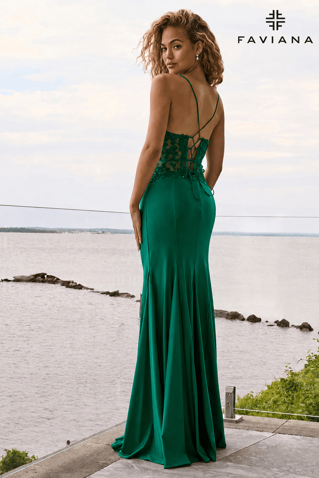 Stretch Charmeuse Gown With Beaded Mesh Panel Detail And Godets | 11657