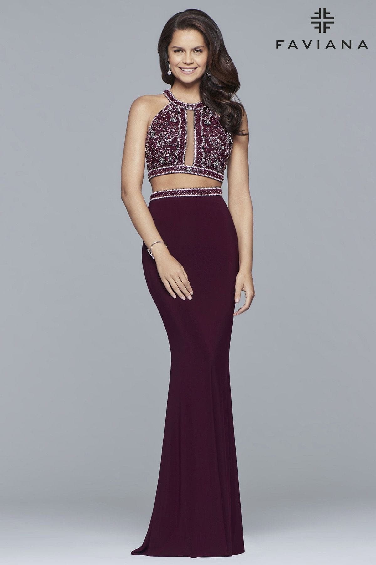 Two Piece Long Dress With Beaded Bodice
