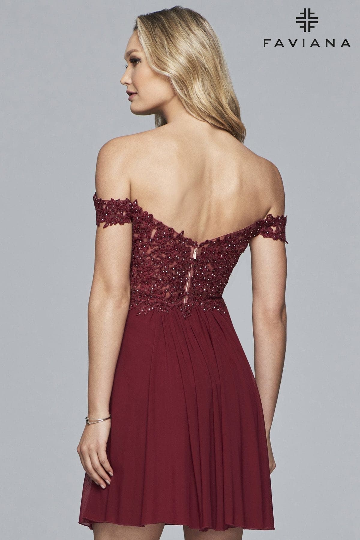 Off The Shoulder Short Dress WIth Lace Bodice