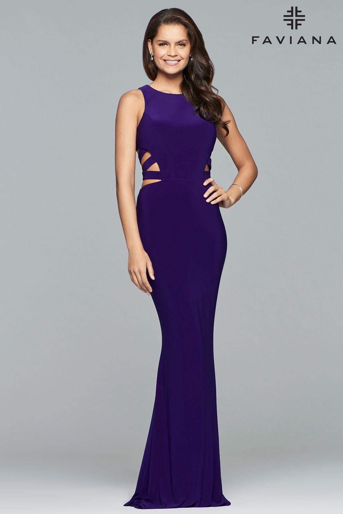 Long Jersey Dress With Side Bands And Cut Outs