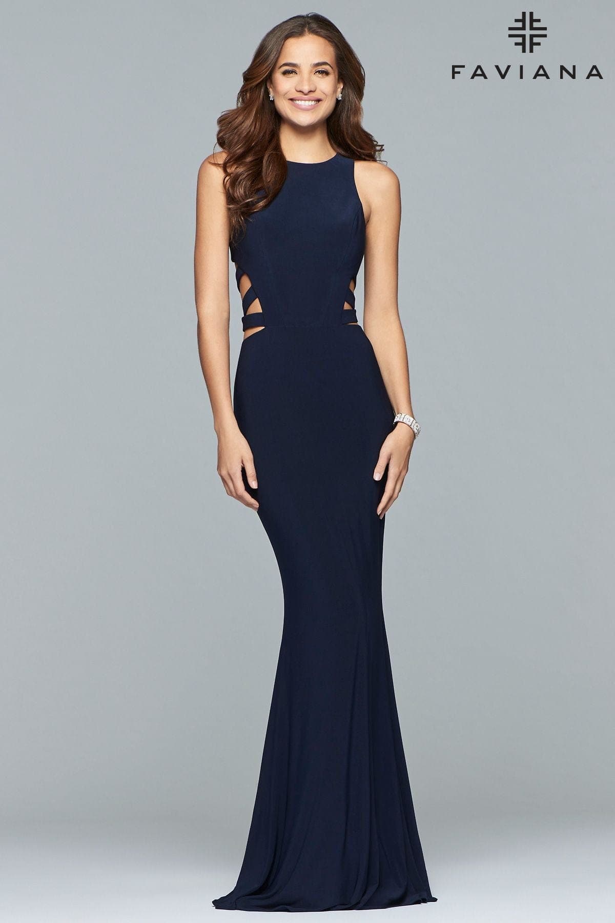 Long Jersey Dress With Side Bands And Cut Outs
