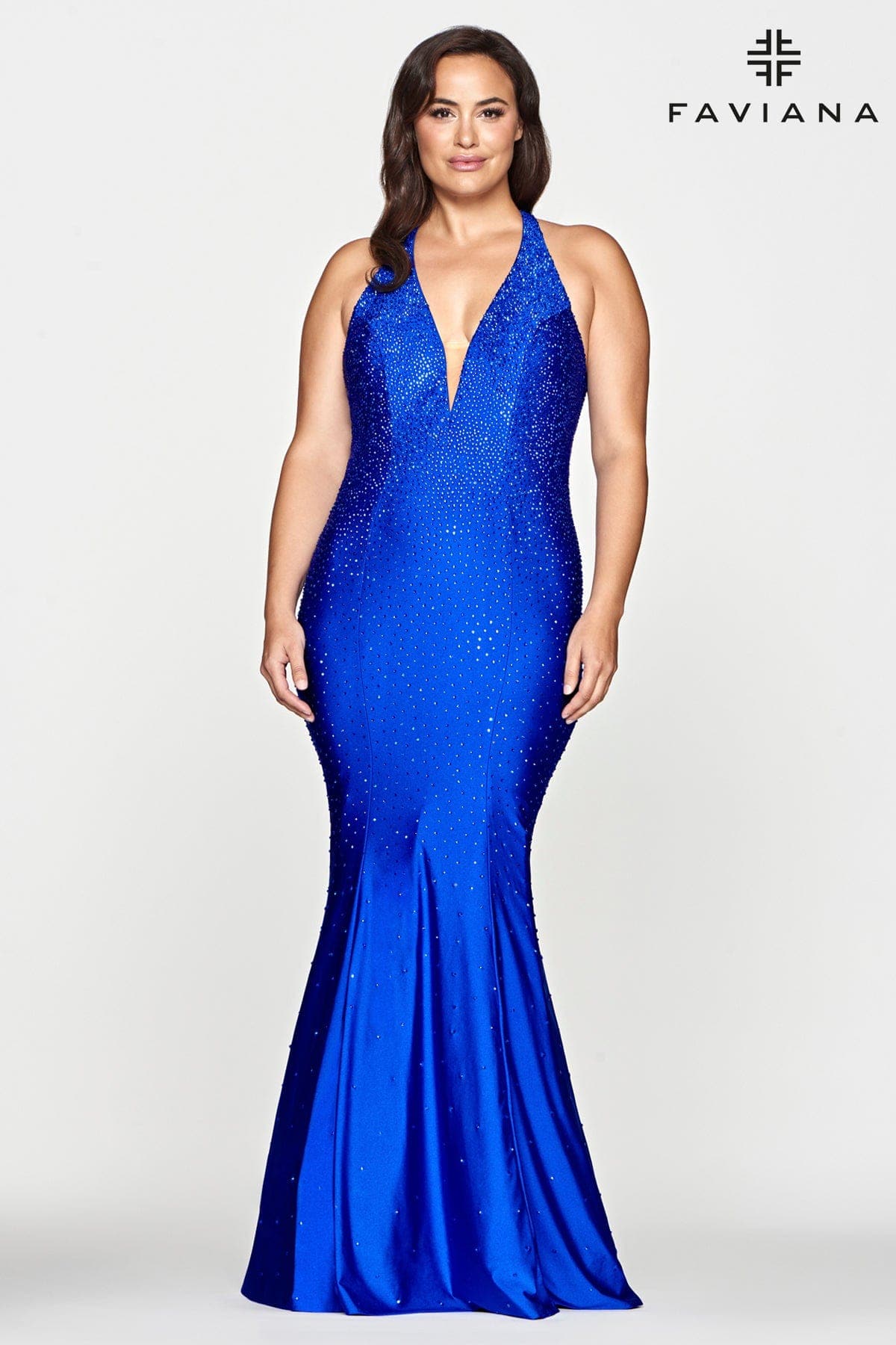 Plus Size Halter Neck Prom Dress Long With Beading