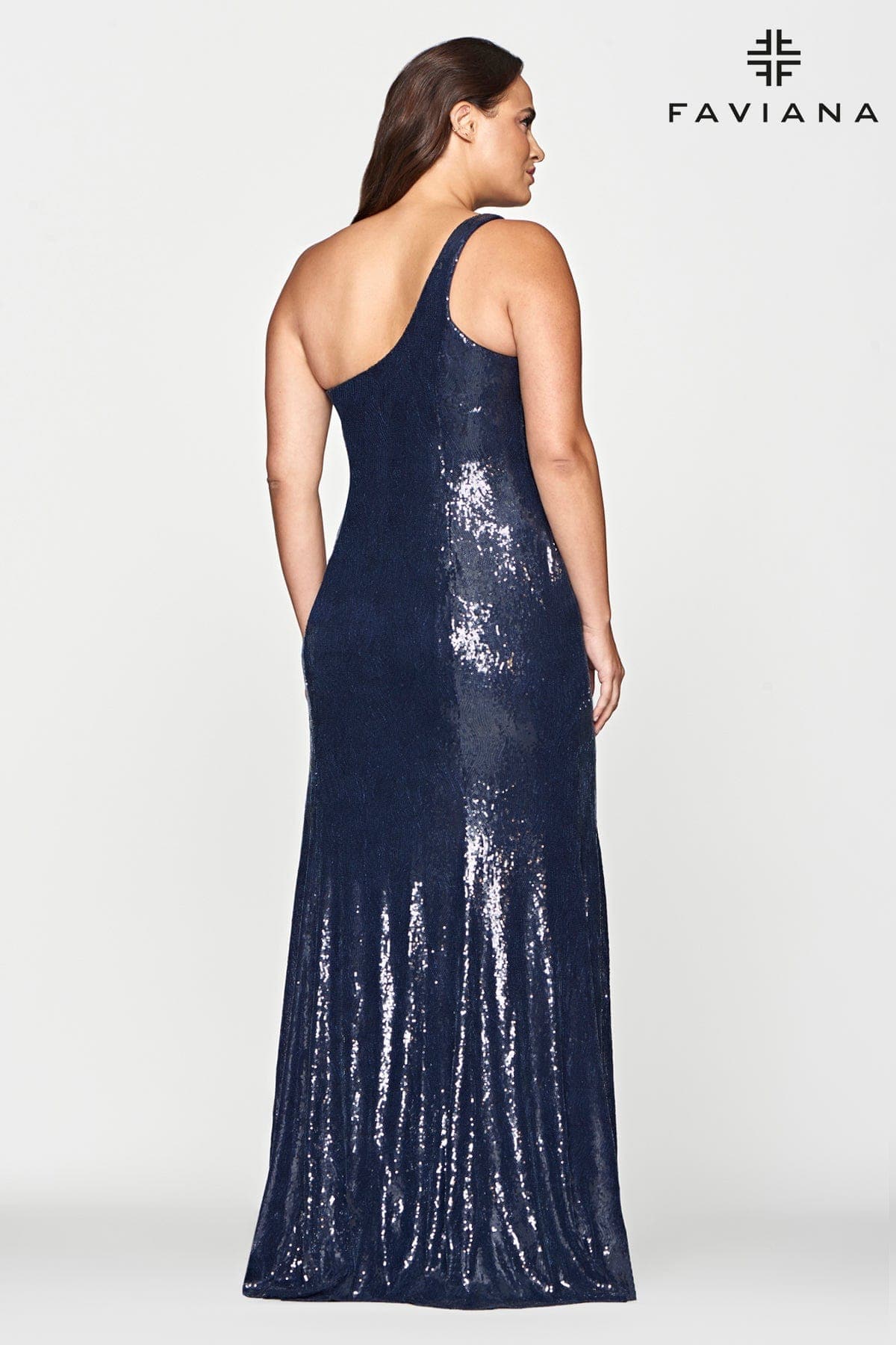 Plus Size One Shoulder Long Dress With Sequins