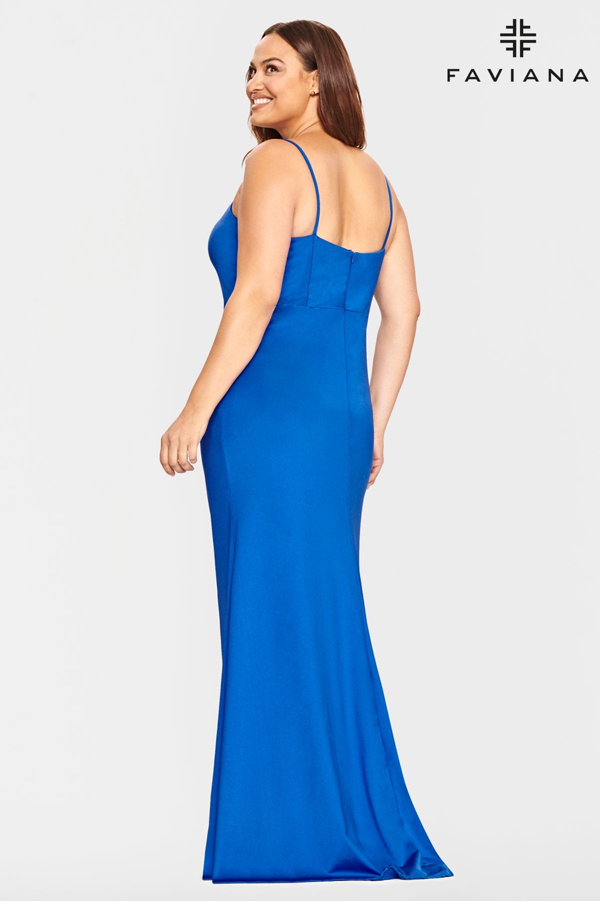 Plus Size Long Dress With V Neck And Shirring Detail Waist
