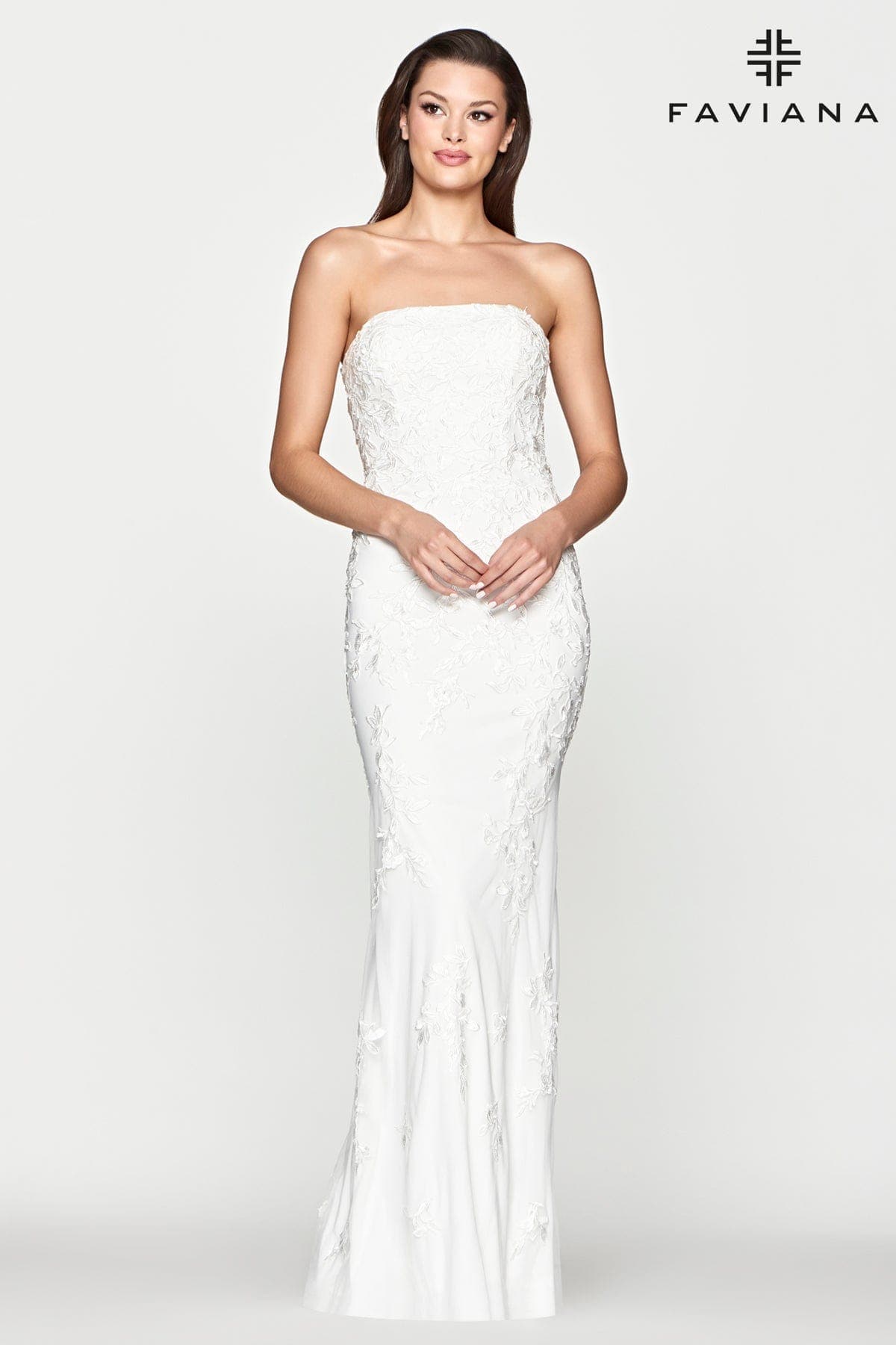 Straight Neckline Dress Strapless With Lace Fabric