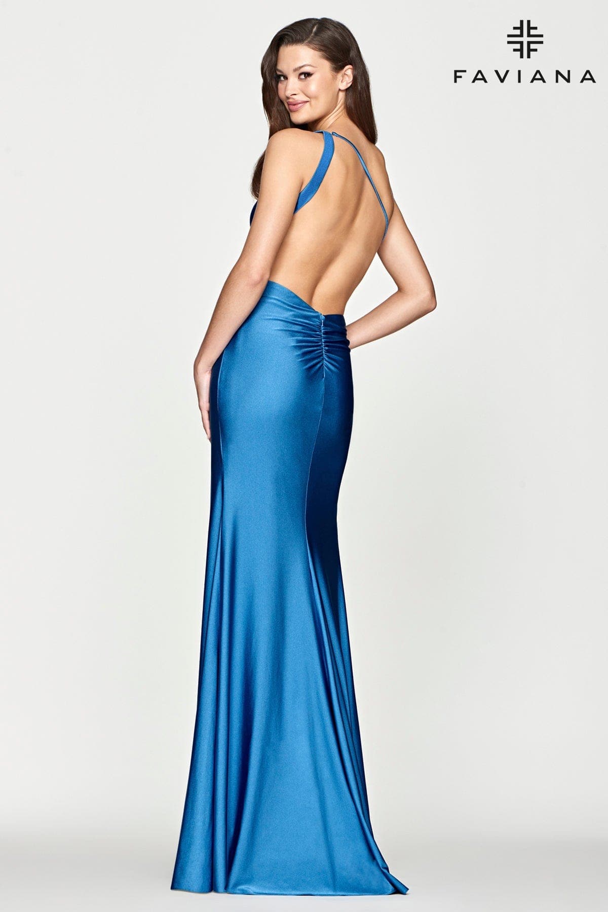 One Shoulder Long Prom Dress With Leg Slit And Ruching