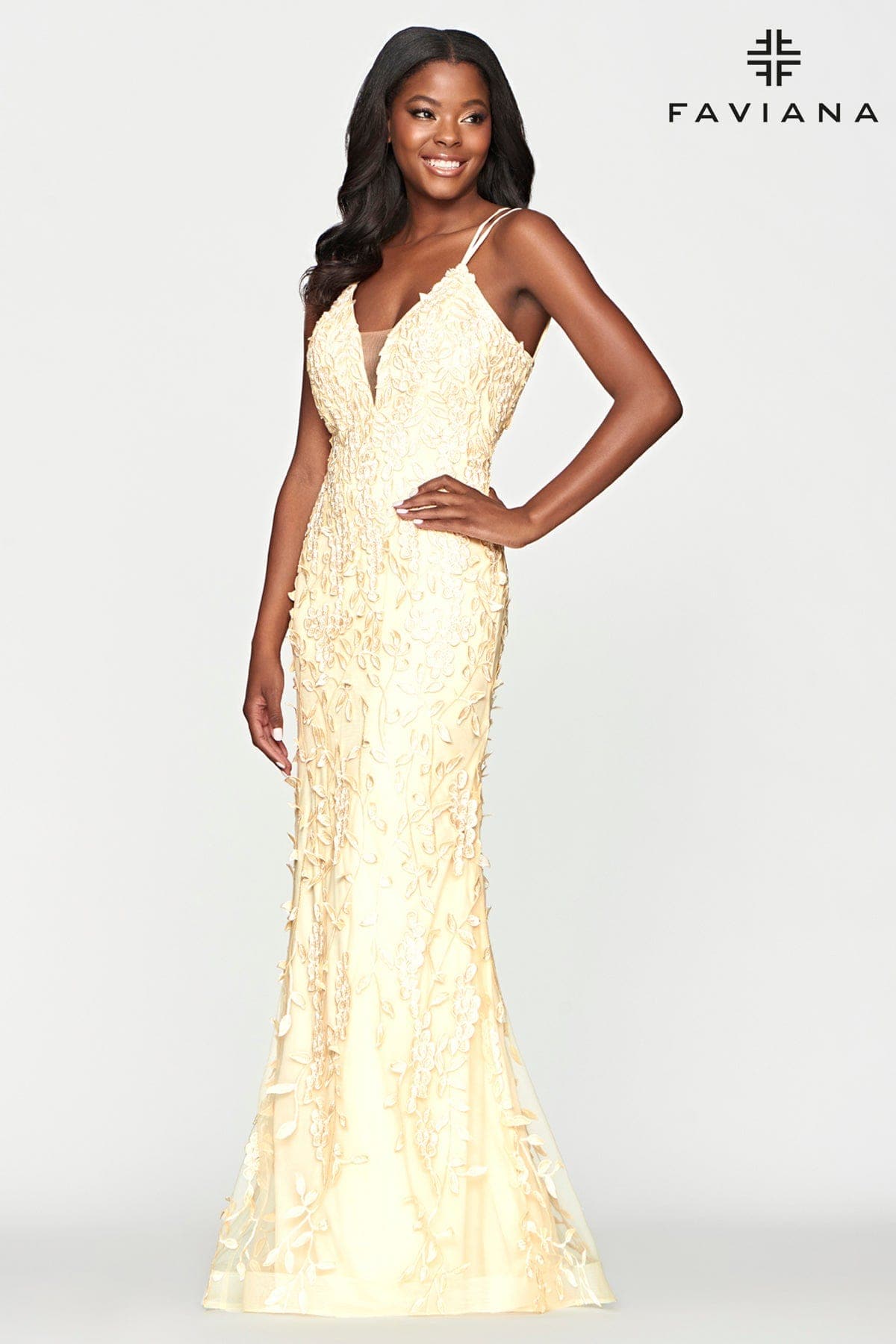 Deep V Neckline Lace Long Dress | Faviana Deep V Neckline Lace Long Dress | Faviana