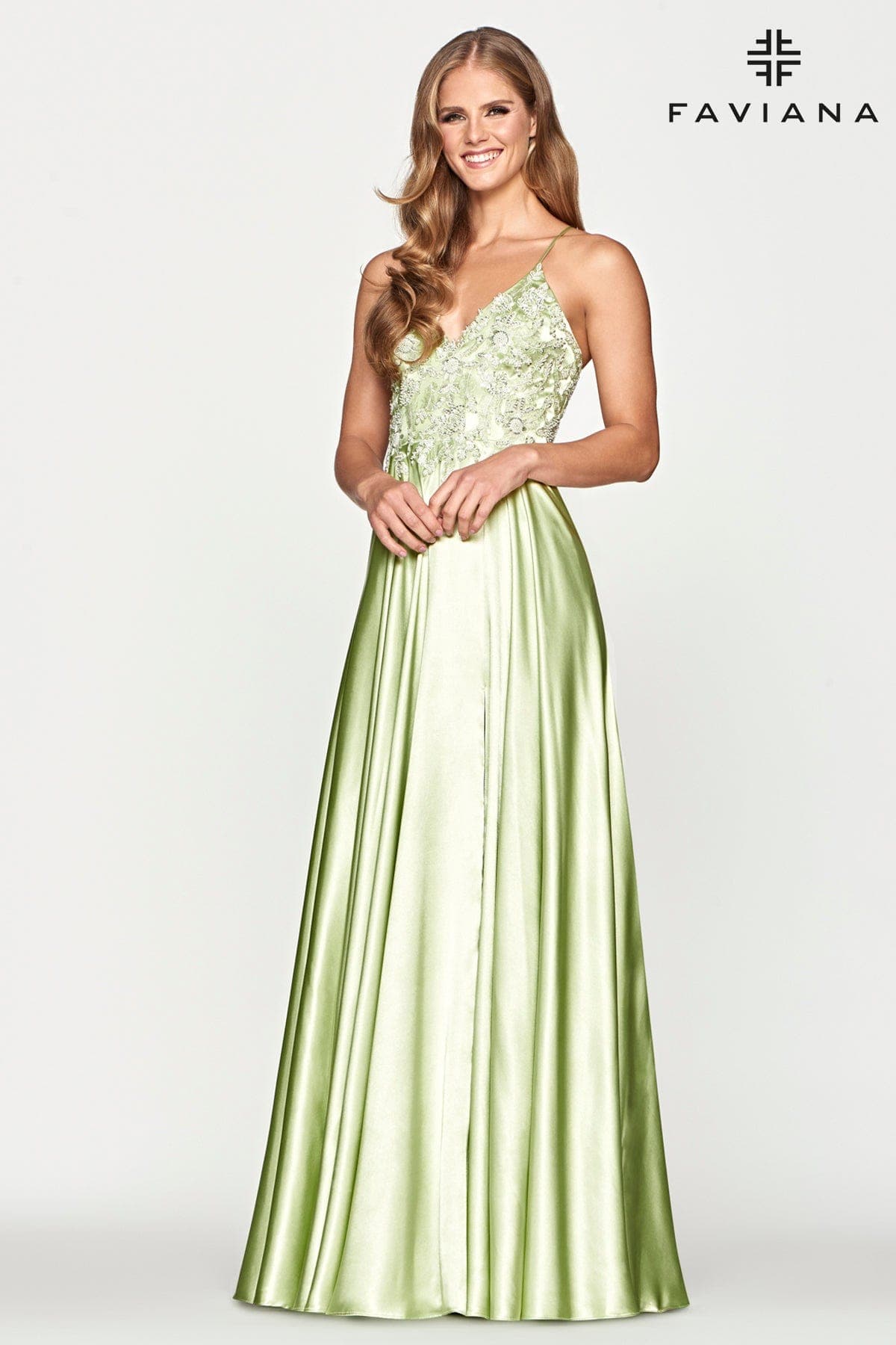 Silk Charmeuse Flowy Prom Dress With Beaded Bustier | Faviana Silk Charmeuse Flowy Prom Dress With Beaded Bustier | Faviana