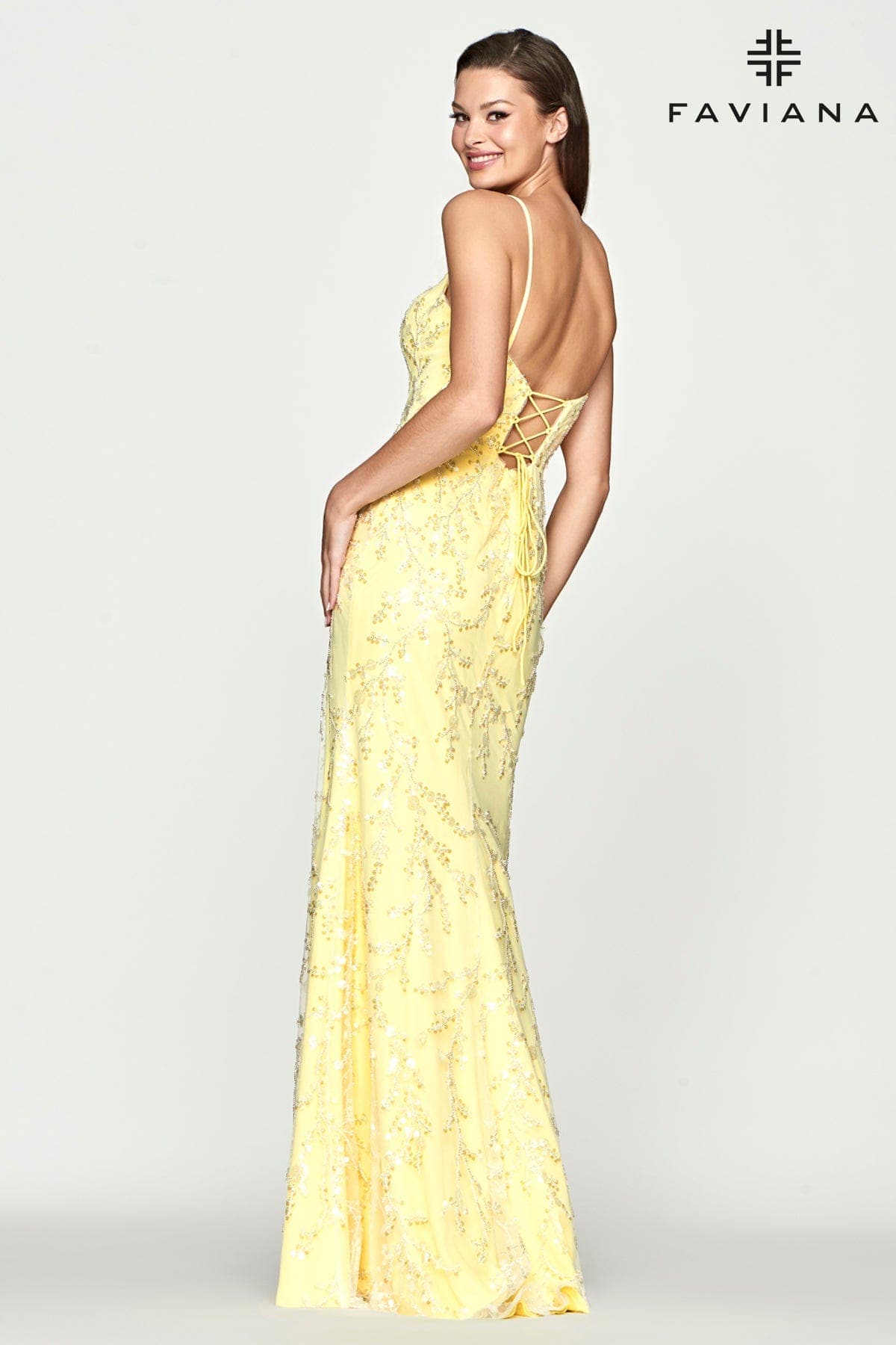 Scoop Neck Prom Dress With Sequin Pattern