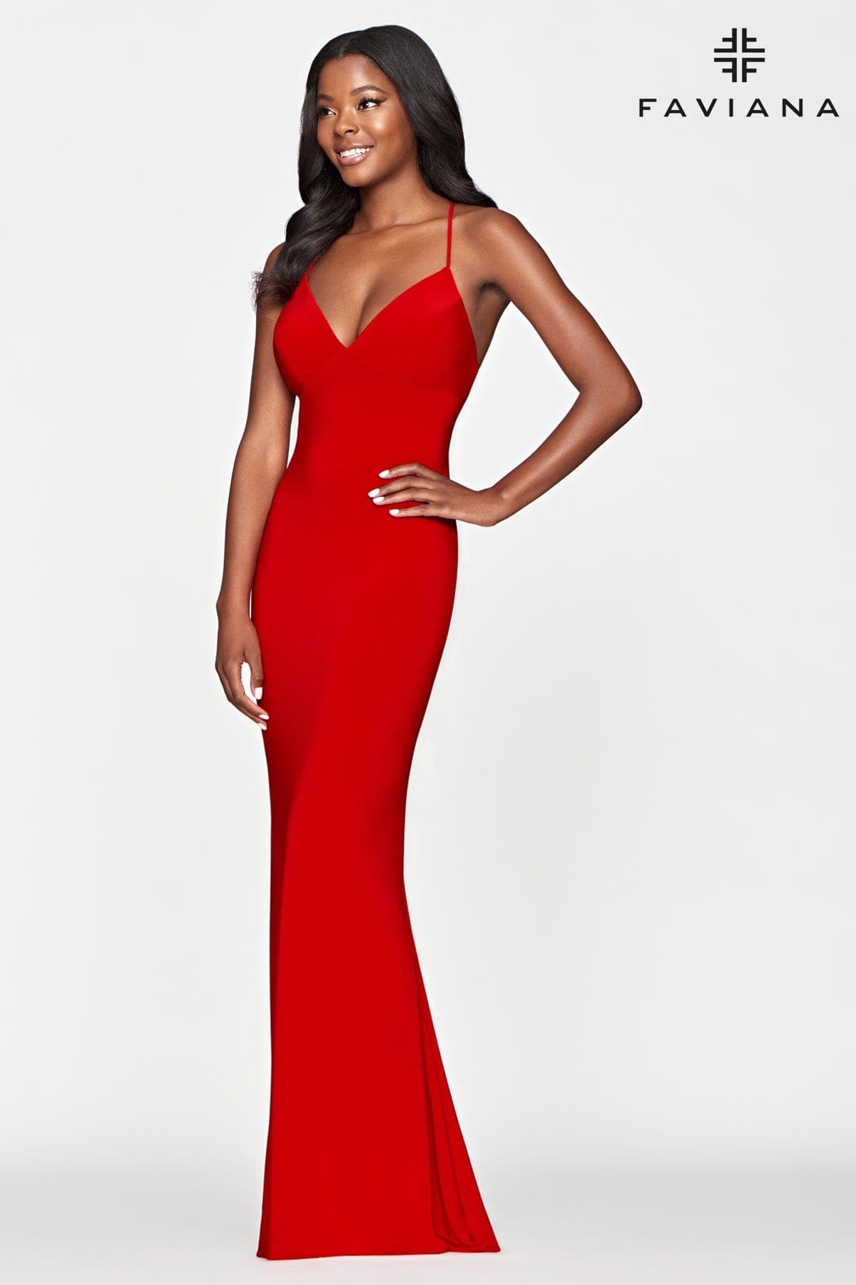 Long Jersey Formal Dress With Sweetheart Neckline And Lace Up Back