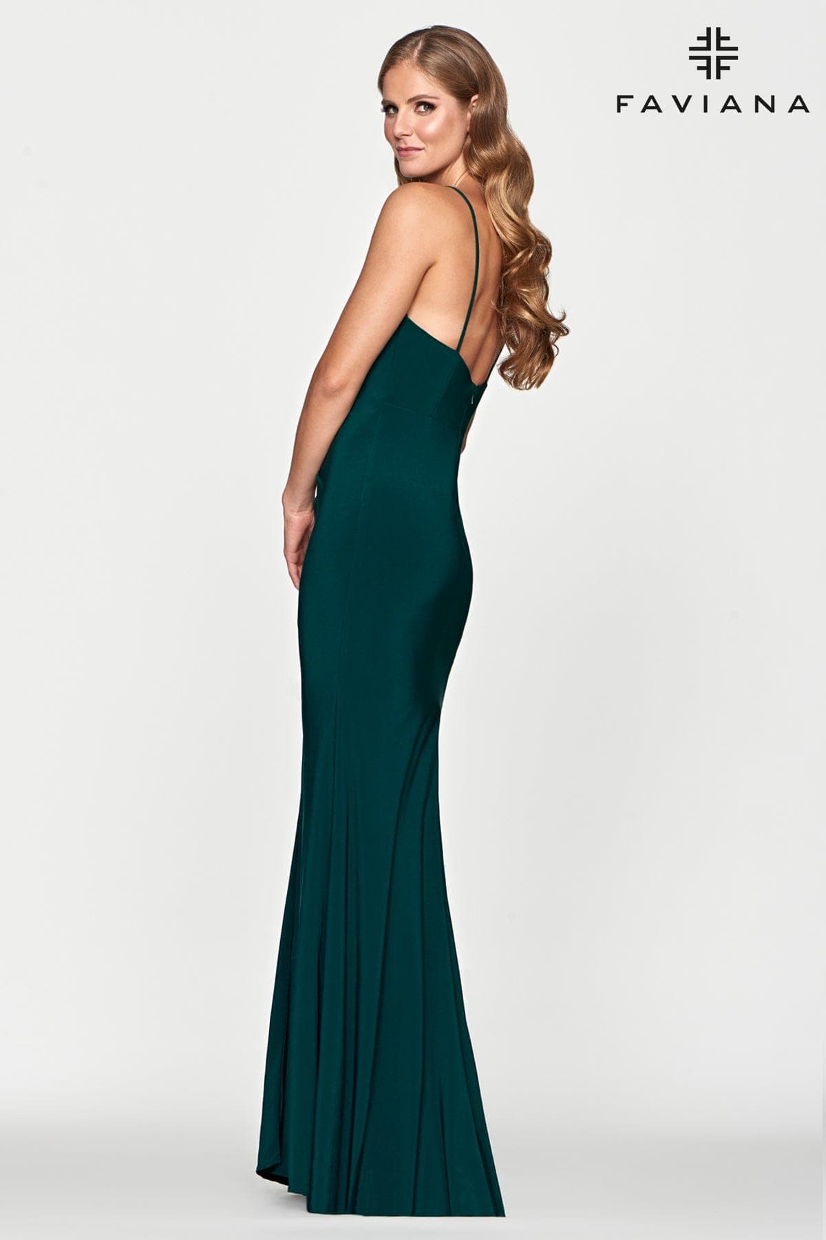Jersey Prom Dress With Side Ruching And Leg Slit