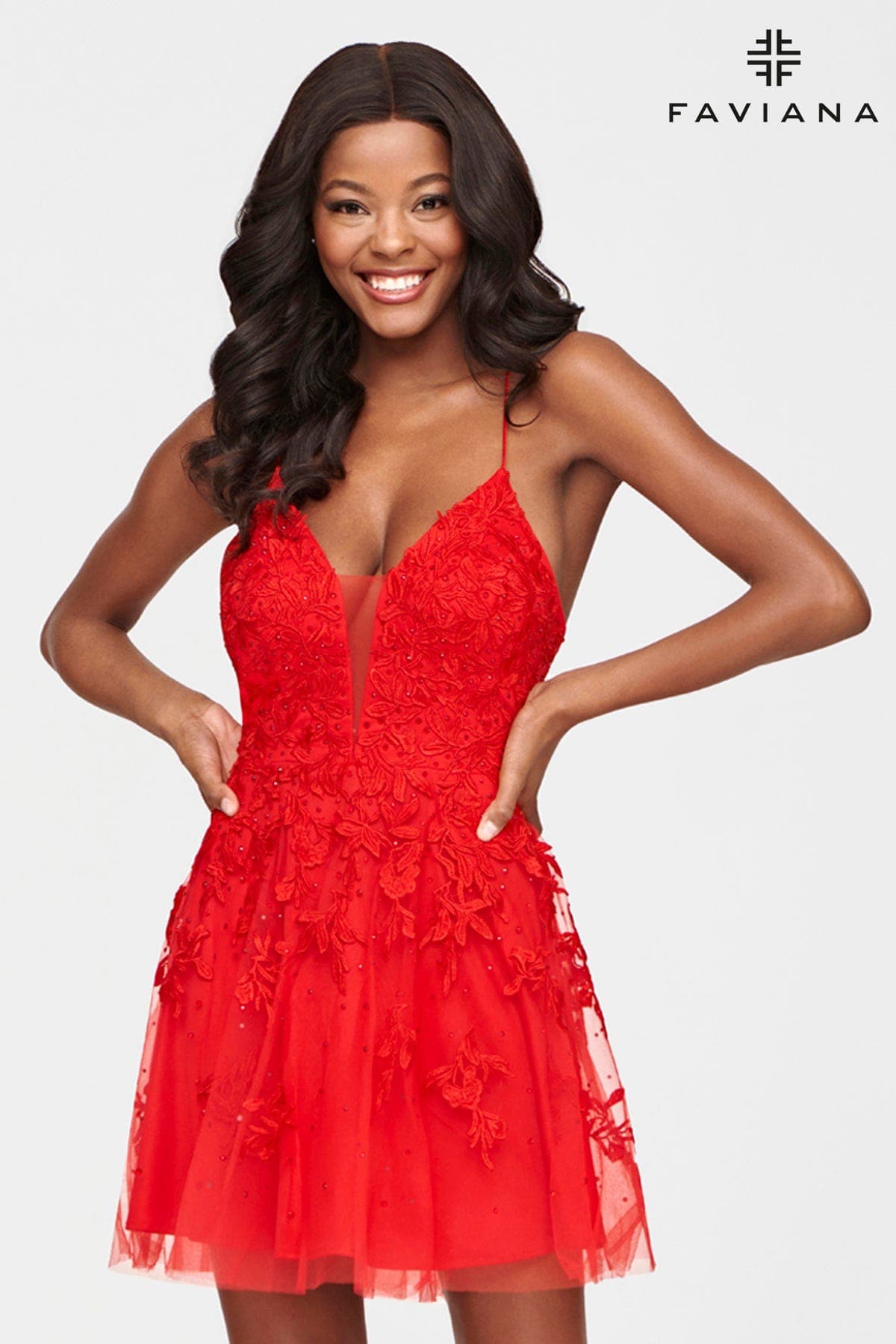 Short Corset Back Baby Doll Lace Dress red