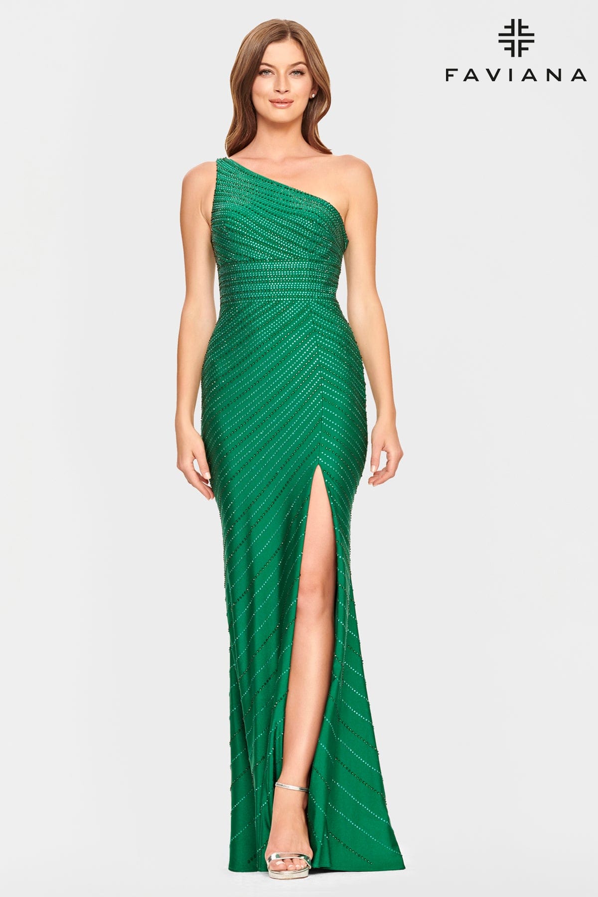 One Shoulder Party Dress With Rhinestone Beading Pattern | Faviana One Shoulder Party Dress With Rhinestone Beading Pattern | Faviana