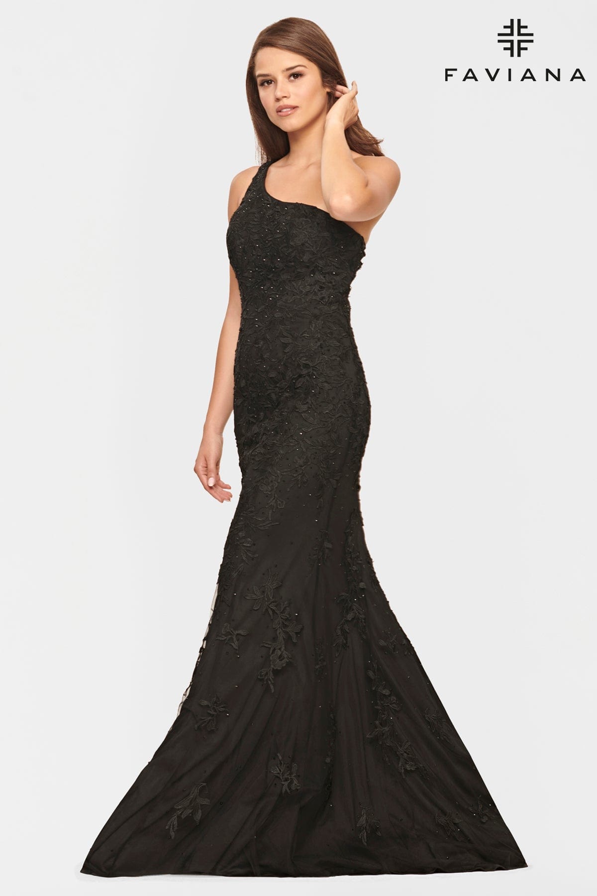 One Shoulder Lace Dress With Mermaid Skirt In Extended Sizes