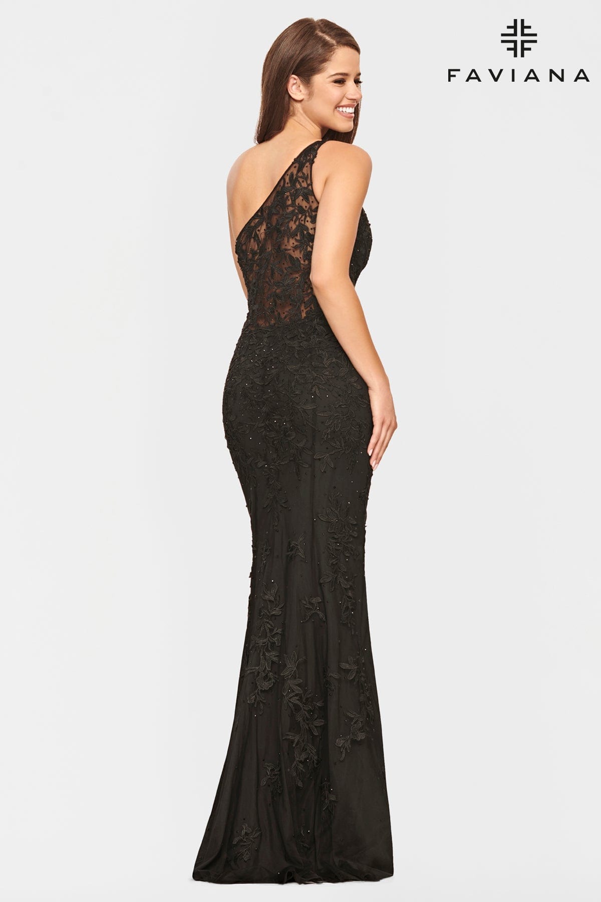 One Shoulder Lace Dress With Mermaid Skirt In Extended Sizes