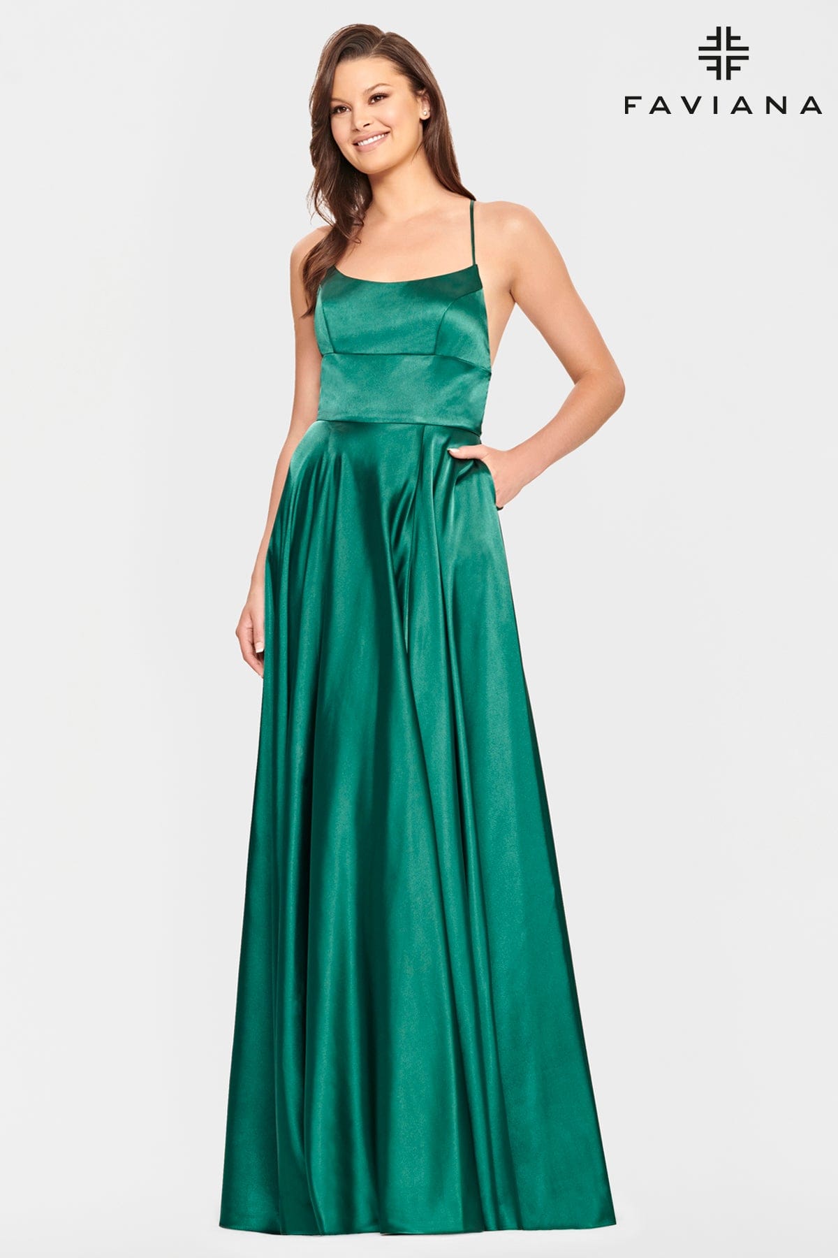 Silky Charmeuse Prom Dress With Scoop Neckline And Corset Back