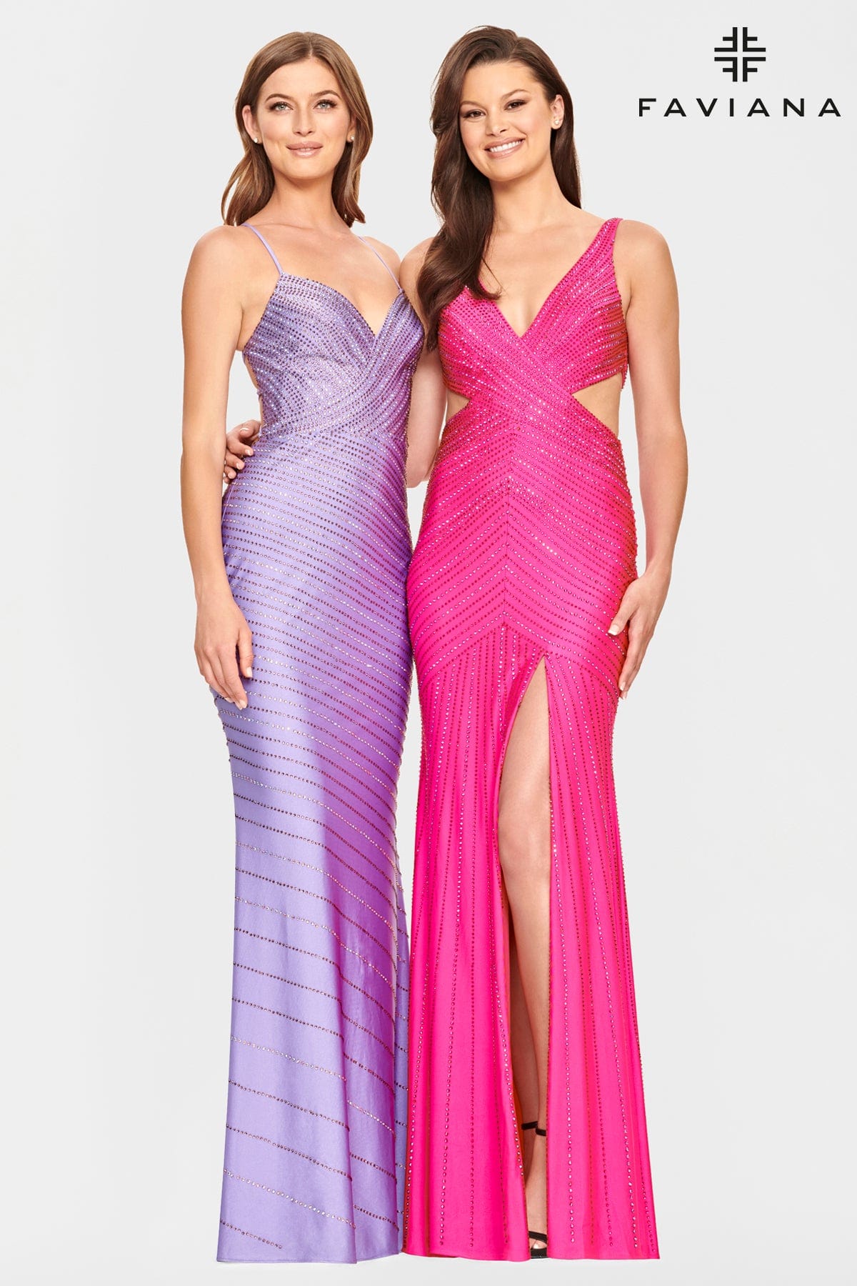 V Neck Prom Dress With Patterned Beading And Side Cutouts