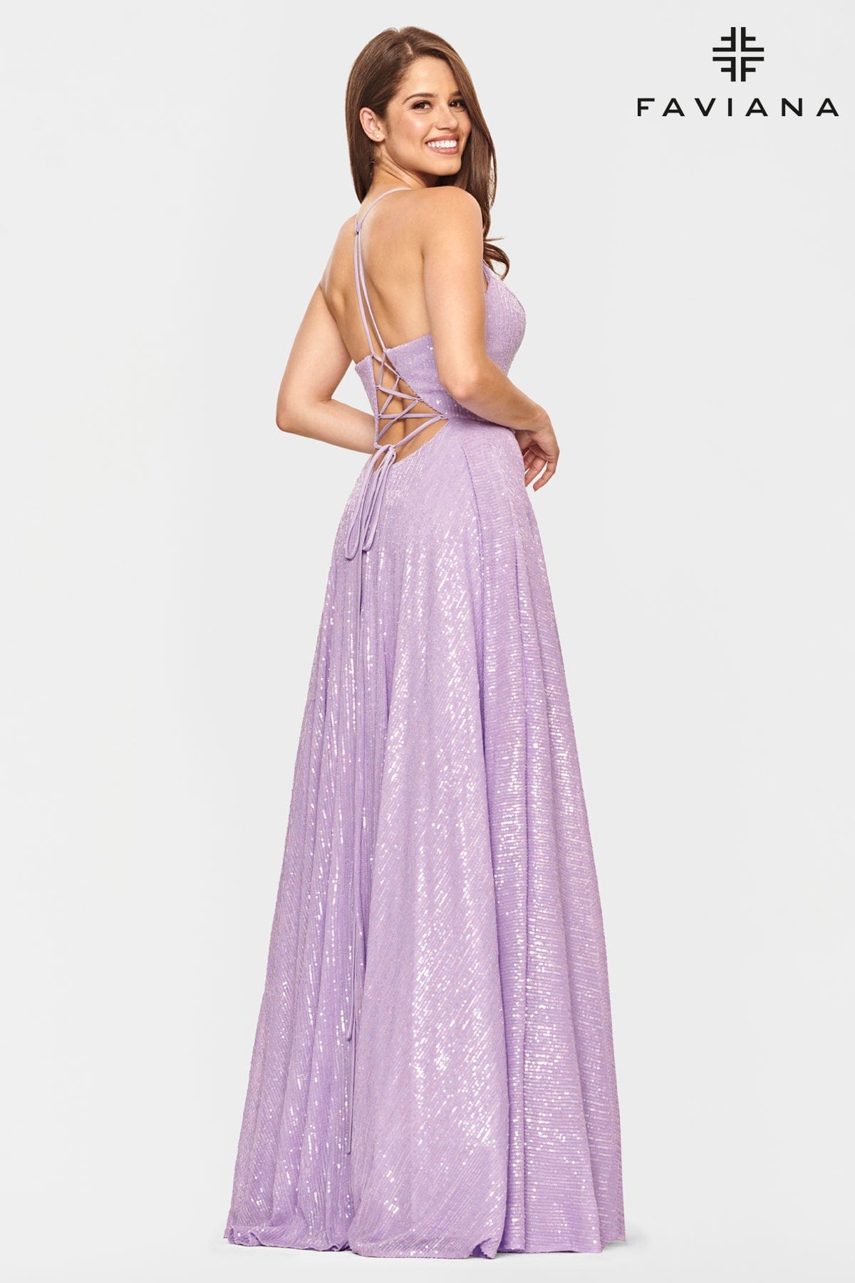 Long Sequin Prom Dress Ball Gown With Corset Back