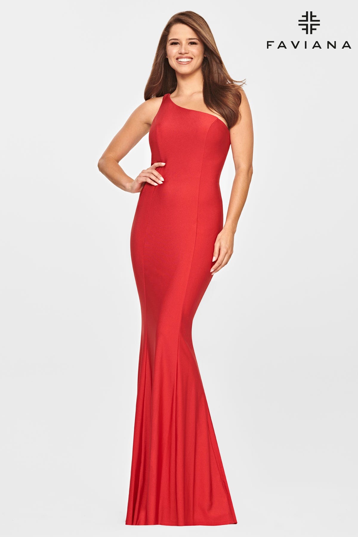 Red One Shoulder Long Dress With Back Strap Cutouts
